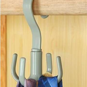 LAVEN 10Pcs 4 Prong Rotating Hook, 360 Degree Rotation Hat Display Hanger, Storage Hook for Kitchen, Bedroom, Bathroom Organizer