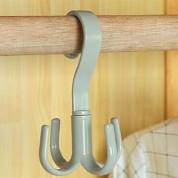 LAVEN 10Pcs 4 Prong Rotating Hook, 360 Degree Rotation Hat Display Hanger, Storage Hook for Kitchen, Bedroom, Bathroom Organizer