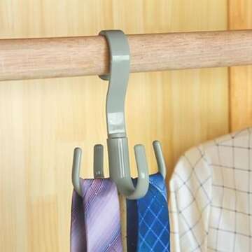 LAVEN 10Pcs 4 Prong Rotating Hook, 360 Degree Rotation Hat Display Hanger, Storage Hook for Kitchen, Bedroom, Bathroom Organizer