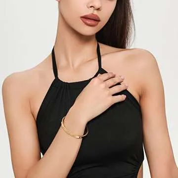 PDWZNBA 18K Gold Plated Love Friendship Bracelets with CZ Stones Trendy Stainless Steel Bangle Jewelry