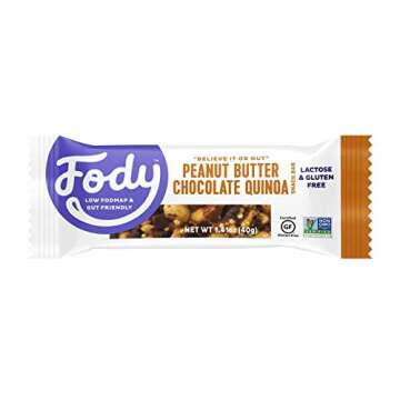 Fody Foods Vegan Protein Nut Bars, Peanut Butter Chocolate Quinoa Flavor, 6g Protein per Bar, Low Fo...