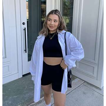 IWEMEK Women Seamless Yoga Outfits 2 Piece Workout Short Sleeve Crop Top with High Waisted Running Shorts Sets Activewear