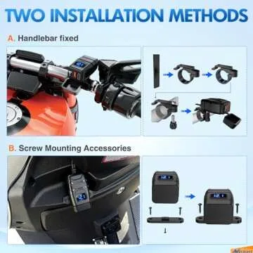 Nilight Motorcycle Charger with USB Type C Port 12V Voltmeter Independent On Off Switch SAE Inline 10A Fuse Waterproof 6.8A QC3.0 Fast Charging Phone Tablet for 7/8inch Handlebar