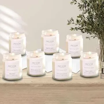 Craft & Kin White Sage Scented Candle for Cleansing | 8 Oz 45 Hour Long Lasting | Classic Soy Candles Wood Wick | Made with Natural Soy | Gifts for Men and Women