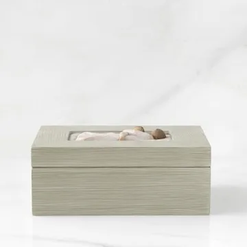 Willow Tree Mother and Daughter, Protect and cherish, give wings to fly, A Message of Family Love and Support, Wood Box to hold Jewelry and Keepsakes, Sculpted Hand-Painted Memory Box