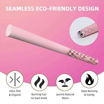 Generic Pre Rolled Cones | 60 Pack Pink Cones Rolling Papers | Classic King Size | Tips & Packing Tubes Included