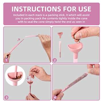 Generic Pre Rolled Cones | 60 Pack Pink Cones Rolling Papers | Classic King Size | Tips & Packing Tubes Included