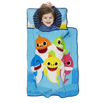 Baby Shark Toddler Nap Mat - Includes Removable Pillow and Plush Blanket – Great for Boys and Girl...