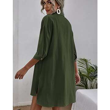 Zeagoo Womens Coordinated Outfit Lounge 2 Piece Sets Solid Summer Casual Loose Fit With Pockets, 03_army Green, Large