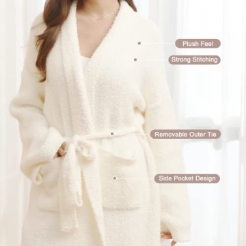 Ultra Soft Plush Bearberry Hoodless Robe with Pockets