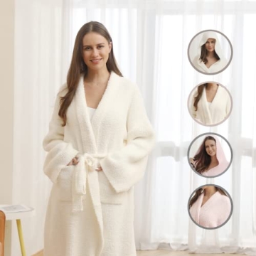 Ultra Soft Plush Bearberry Hoodless Robe with Pockets