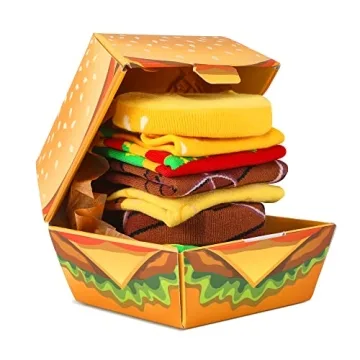 AGRIMONY Funny Burger Socks Box - Perfect Foodie Gift for Men, Teens & Dads