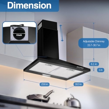 SNDOAS 24 inch Range Hood with 450 CFM Ventilation