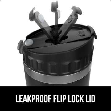 Gorilla Grip Insulated Travel Coffee Mug, Stainless Steel Double Wall Tumbler for Hot Drinks, Reusable Drink Thermos Cup, Leakproof Flip Lids, Dent and Rust-Resistant Iced Tea to Go Mugs, 20oz Black