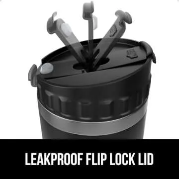 Gorilla Grip Insulated Travel Coffee Mug, Stainless Steel Double Wall Tumbler for Hot Drinks, Reusable Drink Thermos Cup, Leakproof Flip Lids, Dent and Rust-Resistant Iced Tea to Go Mugs, 20oz Black