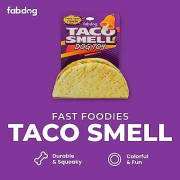 fabdog Foodie Dog Toys - Fun Squeaky Dog Toy for All Breeds - Plush Dog Squeak Toy Ideal for Birthday Gift | Food-Themed Toys for Dogs | Taco Smell Taco