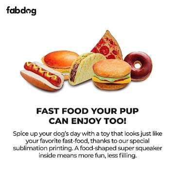 fabdog Foodie Dog Toys - Fun Squeaky Dog Toy for All Breeds - Plush Dog Squeak Toy Ideal for Birthday Gift | Food-Themed Toys for Dogs | Taco Smell Taco