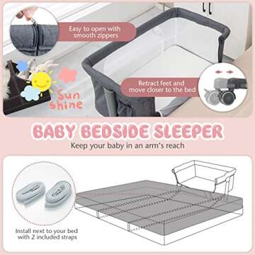 BABY JOY 3-in-1 Bassinet Bedside Sleeper for Infants