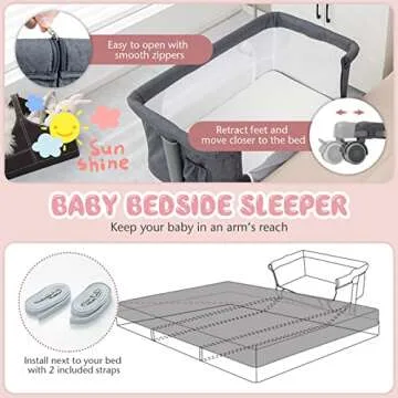 BABY JOY 3-in-1 Bassinet Bedside Sleeper for Infants