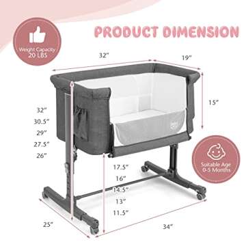 BABY JOY 3-in-1 Bassinet Bedside Sleeper for Infants