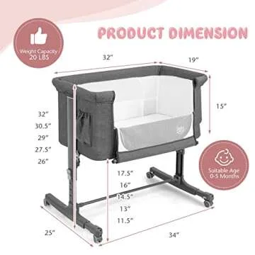 BABY JOY 3-in-1 Bassinet Bedside Sleeper for Infants
