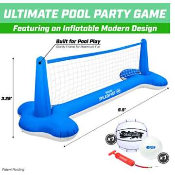 GoSports Splash Net Air Inflatable Pool Volleyball Game - Fun for All