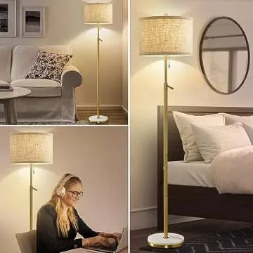 GyroVu Marble Floor Lamp - Adjustable & Elegant Lighting