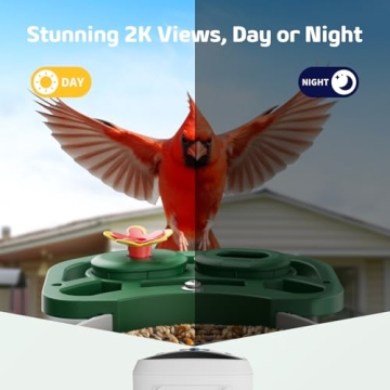 Bird Feeder with Camera, 2K HD Solar Powered Birdhouse with Cam for Outdoors, AI Identify Birds Spec...
