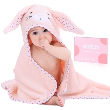 TBEZY Baby Hooded Towel with Unique Animal Design Ultra Soft Thick Cotton Bath Towel for Newborn (Bu...