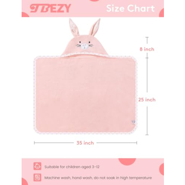 TBEZY Baby Hooded Towel with Unique Animal Design Ultra Soft Thick Cotton Bath Towel for Newborn (Bunny)