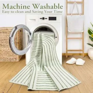 Lahome Abstract Washable Area Rug 5x7, Soft Bedroom Rug Ultra-Thin Non Slip Green Rugs for Living Ro...