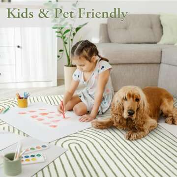 Lahome Abstract Washable Area Rug 5x7, Soft Bedroom Rug Ultra-Thin Non Slip Green Rugs for Living Room, Stain Resistant Modern Accent Rug Large Carpet for Dining Room Office(5'x7',Green)