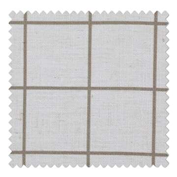 TWOPAGES Stefana Silber x Pinch Pleat Drapery, Plain Pattern White Beige Print Linen Curtain Panel Drape for Living Room Light Filtering Curtain for Patio Door, 50 W x 96 L Inch, 1 Panel Windowpane