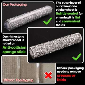 Locacrystal Bling Rhinestone Sticker DIY Home Decor Stickers Self-Adhesive Crystal Sheet Stickers for Cars & Crafts Decoration(Silver,9.4" x 15.8")