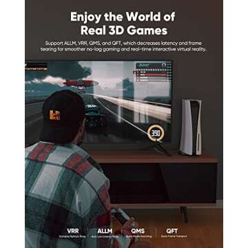 Highwings 8K@60 HDMI Cable 10FT/3M, 48Gbps 2.1 High Speed HDMI Braided Nylon 4K120 144Hz RTX 3090 eARC HDR10 4:4:4 HDCP 2.2&2.3 Compatible for PS5, PS4, UHD TV and PC