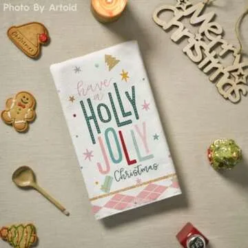 Artoid Mode Pink Nutcrackers Tree Holly Jolly Merry Christmas Kitchen Towels Dish Towels, 18x26 Inch Seasonal Winter Xmas Decoration Hand Towels Set of 4