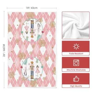 Artoid Mode Pink Nutcrackers Tree Holly Jolly Merry Christmas Kitchen Towels Dish Towels, 18x26 Inch Seasonal Winter Xmas Decoration Hand Towels Set of 4
