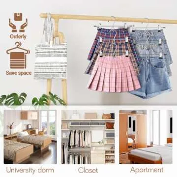 Hangers,Pants Hangers Space Saving Hangers with Clips,Stackable Skirt Hangers,Hanging Closet Organizer and Storage -Clothes Hangers- 8 Pack