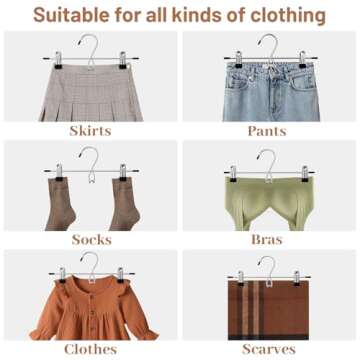 Hangers,Pants Hangers Space Saving Hangers with Clips,Stackable Skirt Hangers,Hanging Closet Organizer and Storage -Clothes Hangers- 8 Pack