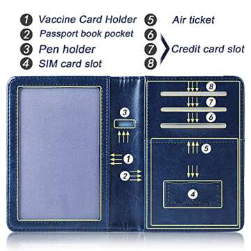 Anbelideb Passport and Vaccine Card Holder Combo, Passport Holder with Vaccine Card Slot,Passport Cover come with Vaccination Card Protector,Travel Passport Wallet (Starry night)
