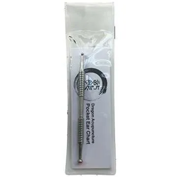 Dual Head Tip Acupuncture Ear and Body Point Probe Pocket Ear Chart and Pouch