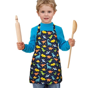 Galoker Kids Dinosaur Adjustable Apron for Cooking Fun