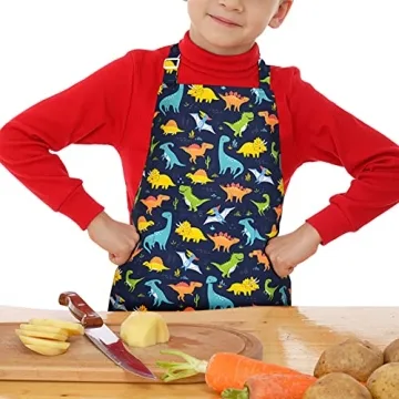 Galoker Kids Dinosaur Adjustable Apron for Cooking Fun