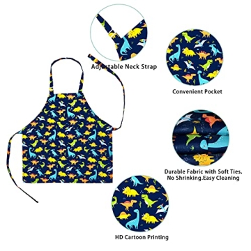 Galoker Kids Dinosaur Adjustable Apron for Cooking Fun