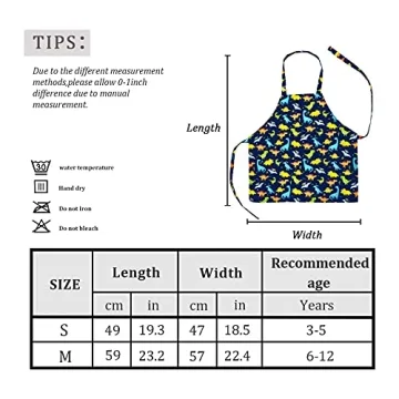 Galoker Kids Dinosaur Adjustable Apron for Cooking Fun