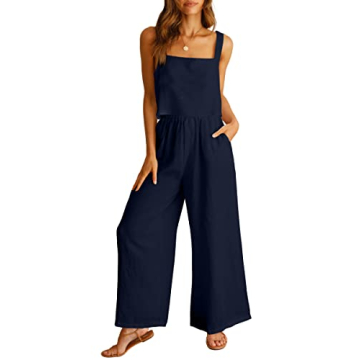 ANRABESS Women's 2 Piece Outfits Linen Pants Jumpsuit Matching Lounge Set Casual Summer Beach Vacati...