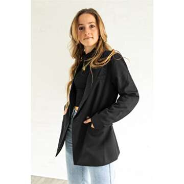luvamia Women Casual Long Sleeve Lapel Oversized Work Blazer Boyfriend Jacket Black Black Blazer for...