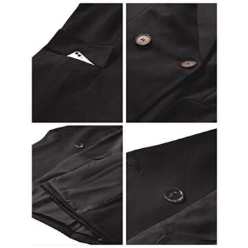 luvamia Women Casual Long Sleeve Lapel Oversized Work Blazer Boyfriend Jacket Black Black Blazer for Women Women Blazer Black Womens Blazer Size Small Fits Size 4 / Size 6