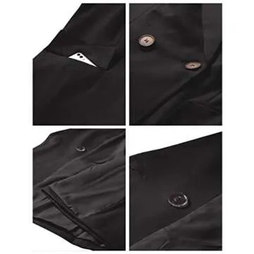 luvamia Women Casual Long Sleeve Lapel Oversized Work Blazer Boyfriend Jacket Black Black Blazer for Women Women Blazer Black Womens Blazer Size Small Fits Size 4 / Size 6