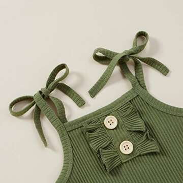 Saliuentm Baby Girl Summer Clothes Tank Top Onesies Floral Bloomers Shorts Ribbed Halter Romper Bodysuit 3Pcs Newborn Summer Outfit (B-Green, 3-6 Months)